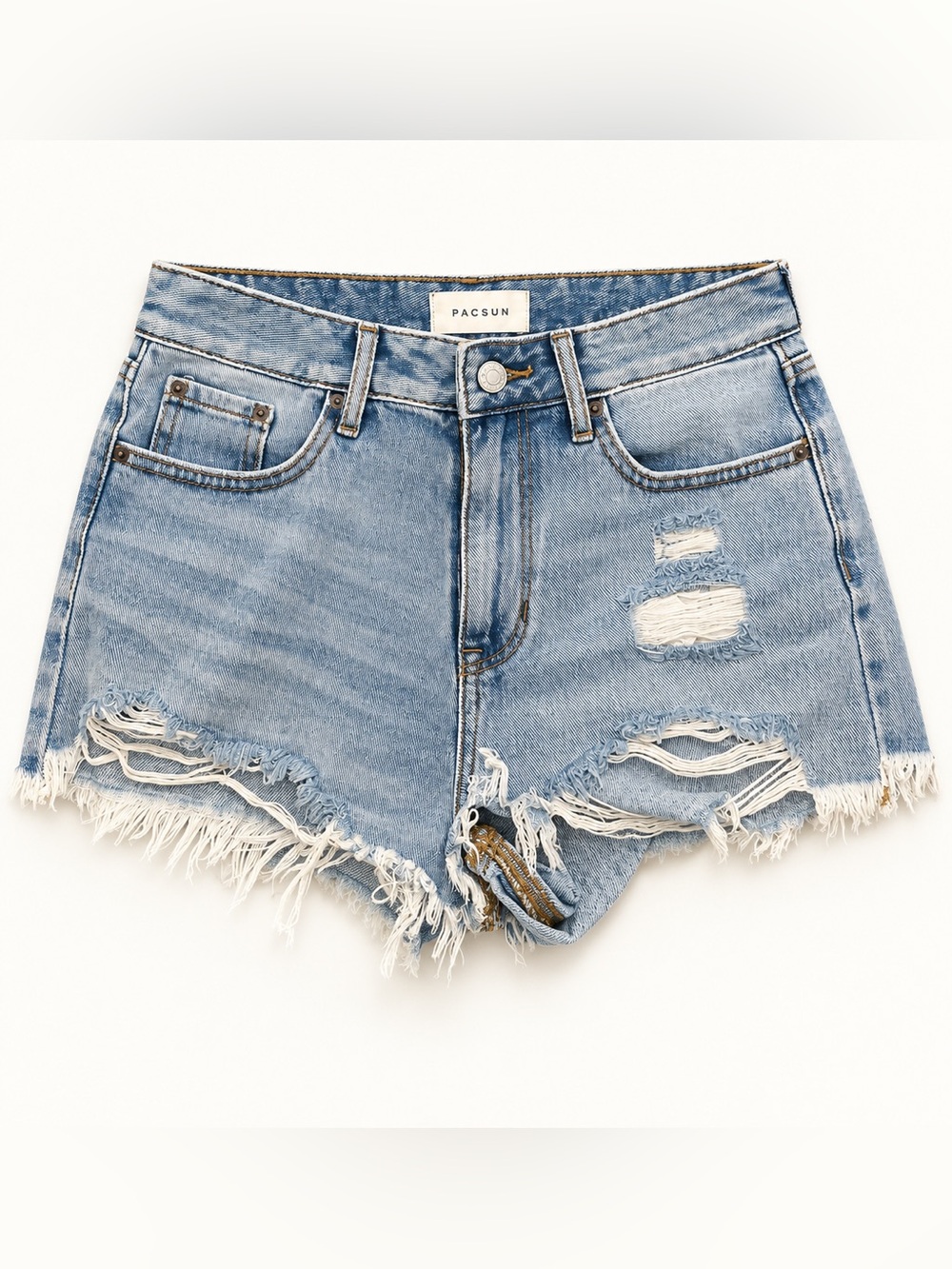 PacSun High Rise Festival Shorts Size 25 Light Wash Distressed Denim Cutoffs